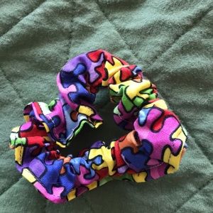 Autism puzzle piece hair scrunchie